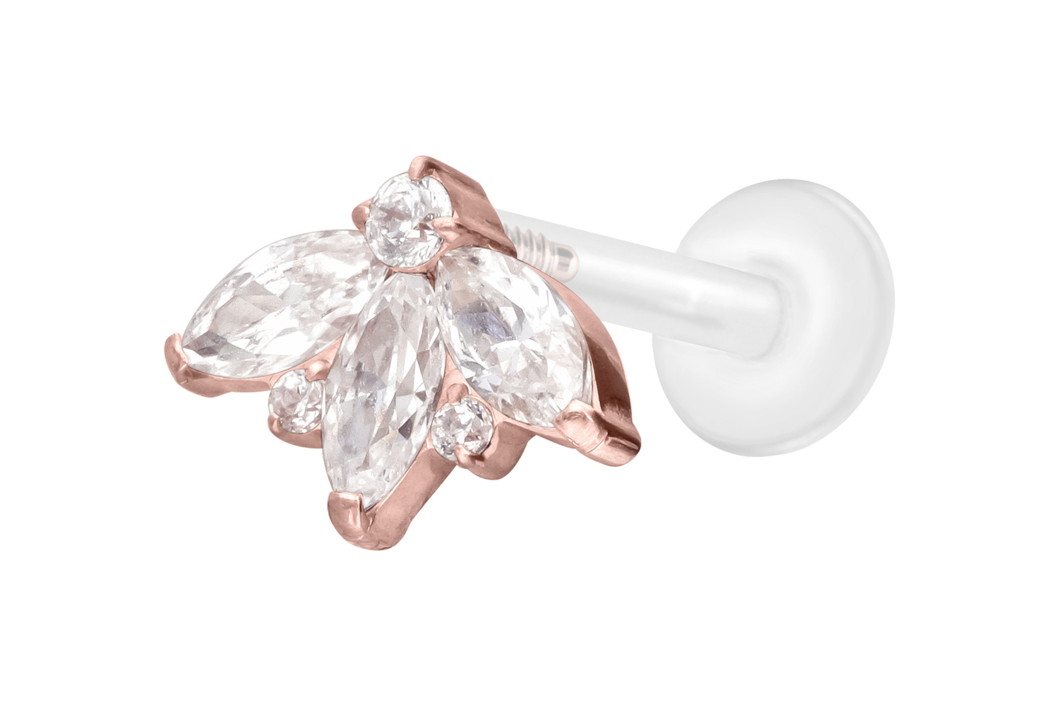 PTFE Labret Piercing mit Innengewinde + Titan-Aufsatz LOTUSBLÜTE